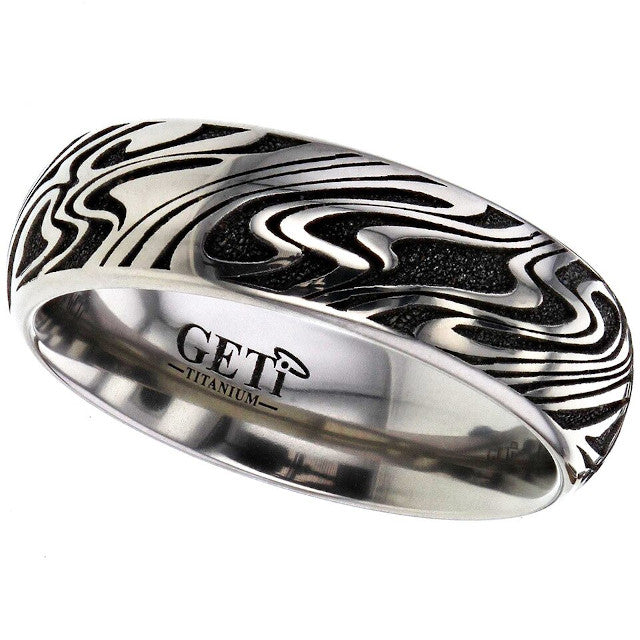 Titanium Damascus Design Ring - 2204-DAMAS2