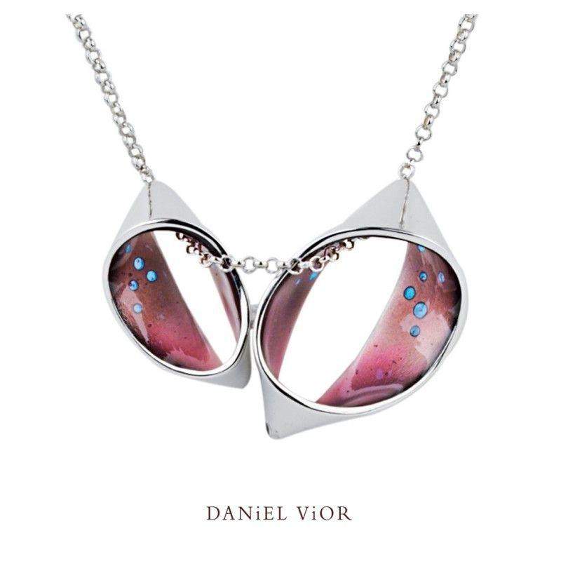Daniel Vior Cuculla Pink Enamel Necklace - 766301-Ogham Jewellery