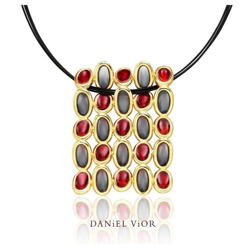 Daniel Vior Elipses Red Enamel Necklace - 766850-Ogham Jewellery