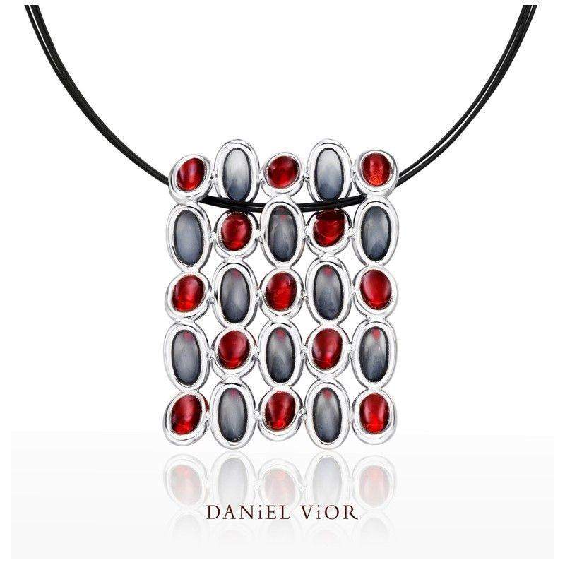 Daniel Vior Elipses Red Enamel Necklace - 766850-Ogham Jewellery
