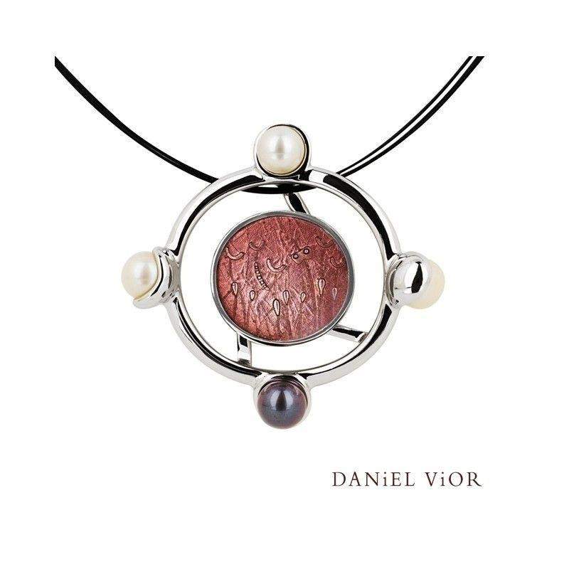 Daniel Vior Lunari Onyx And Pearl Enamel Necklaces - 766612-Ogham Jewellery