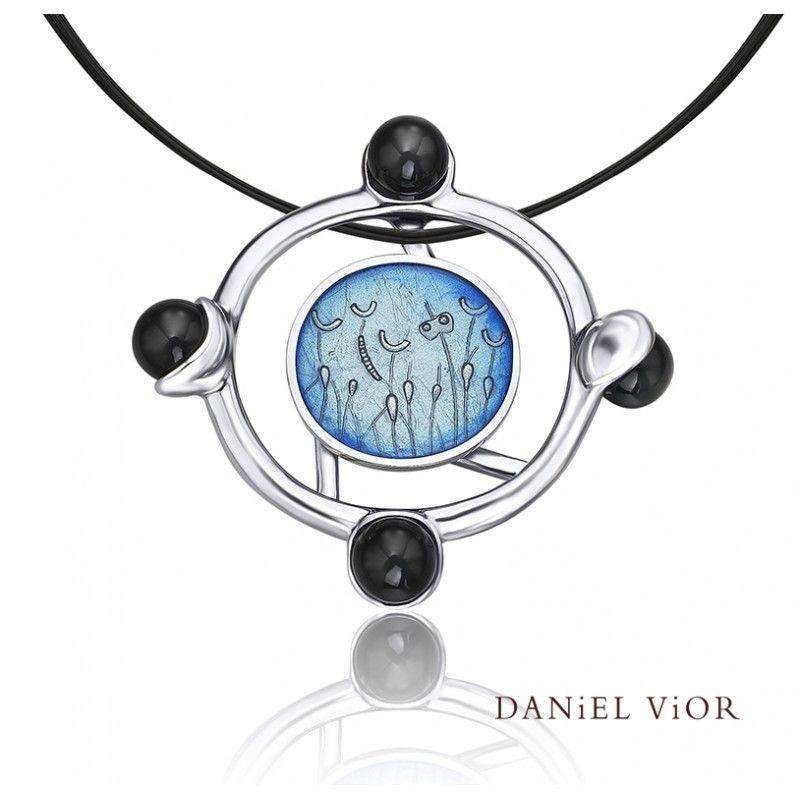 Daniel Vior Lunari Onyx And Pearl Enamel Necklaces - 766612-Ogham Jewellery