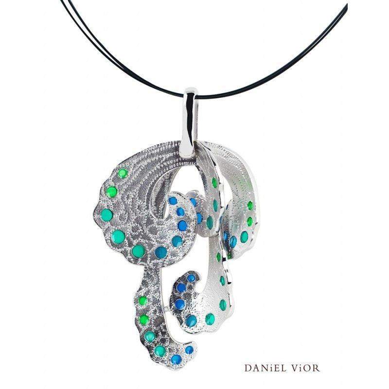 Daniel Vior Polp Green/Blue Enamel - 766540-Ogham Jewellery