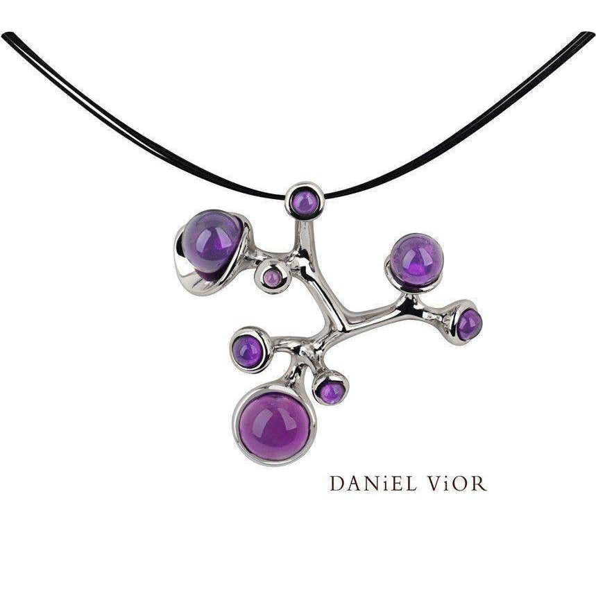 Daniel Vior Silver &amp; Amethyst Designer Necklace - Ecto-Ogham Jewellery