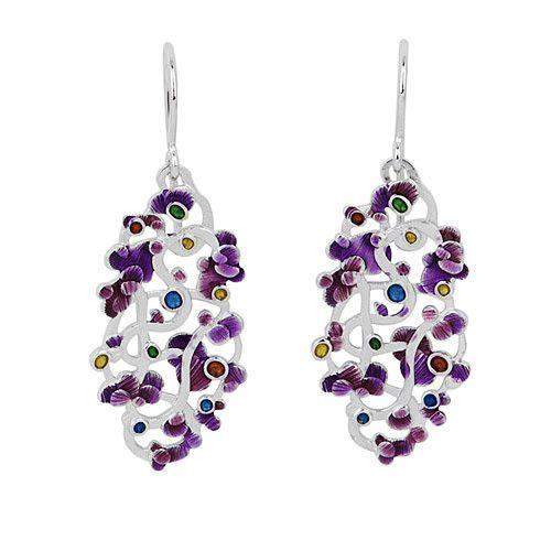 Daniel Vior Silver &amp; Enamel Designer Earrings - Calicaos-Ogham Jewellery