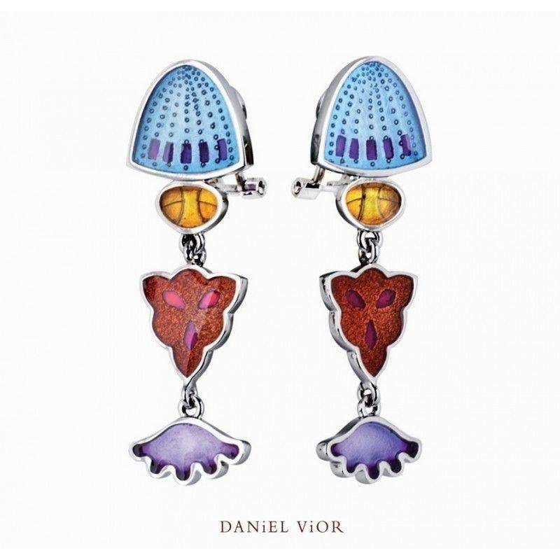 Daniel Vior Silver &amp; Enamel Designer Earrings -Diatomeas-Ogham Jewellery