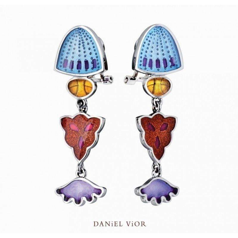 Daniel Vior Silver & Enamel Designer Earrings -Diatomeas-Ogham Jewellery