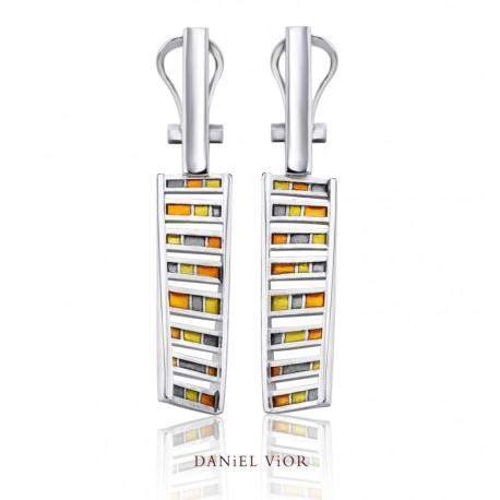 Daniel Vior Silver &amp; Enamel Designer Earrings - DNA-Ogham Jewellery