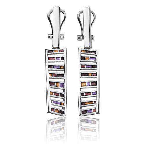 Daniel Vior Silver & Enamel Designer Earrings - DNA-Ogham Jewellery