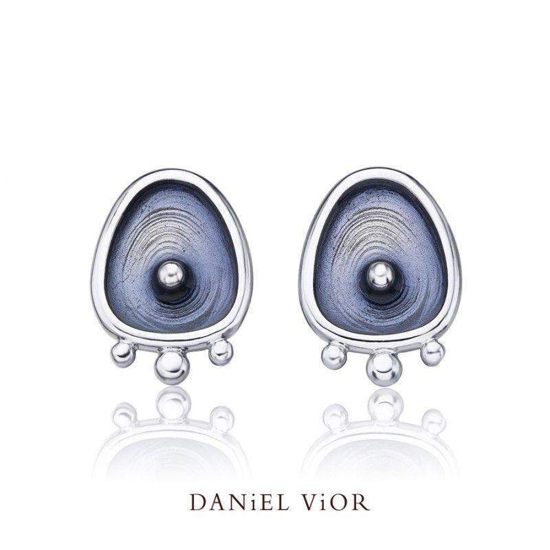 Daniel Vior Silver &amp; Enamel Designer Earrings - Drops-Ogham Jewellery