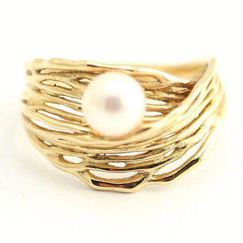 Designer Gold and Pearl Ring-Ogham Jewellery
