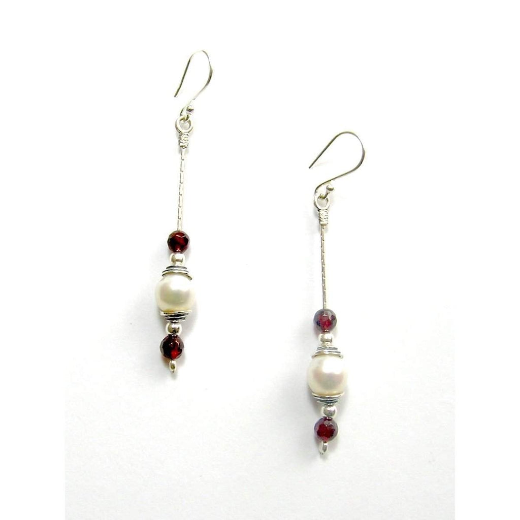 Designer silver and Pearl Garnet earrings E5434D-Ogham Jewellery