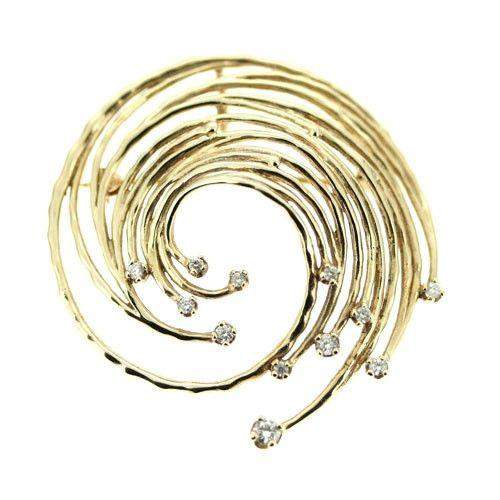 Designer Yellow Gold Spiral Brooch-Pendant-2457-Ogham Jewellery