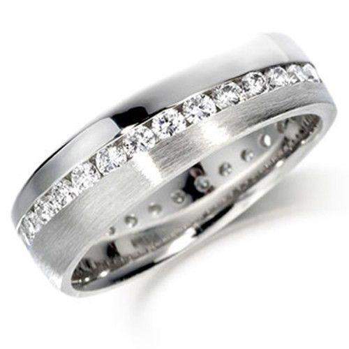 Men's Medium Eternity Illusion Diamond Wedding Band in Cobalt White Gold  10K 9mm 18 Diamonds 0.36ct Size 10 | MADANI Rings
