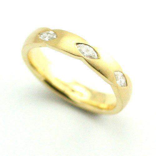 Diamond Ring Set With Three Marquise Cut Diamonds-Ogham Jewellery