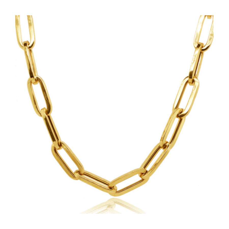 9ct Yellow Gold Paperclip Necklace - 2Y37-18