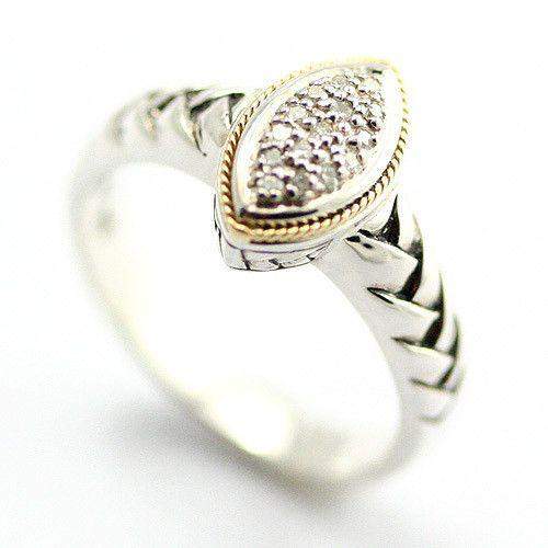Silver, 18 Carat Gold & Diamonds Marquise Shaped Ring-Ogham Jewellery