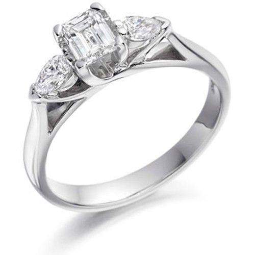 Emerald & Pear Cut Diamond Engagement Ring 0.64ct - Various Metals EN71PE64-Ogham Jewellery