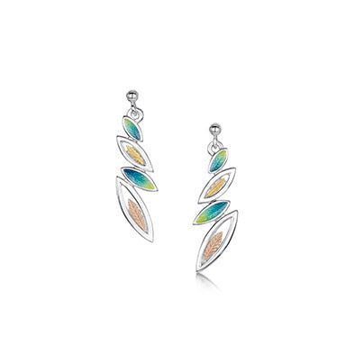Seasons Sterling Silver and Gold Leaf Drop Earrings - SYR-EE265