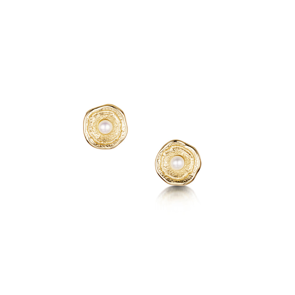 Lunar 9ct Yellow Gold Stud Earrings With Pearls - SE00249