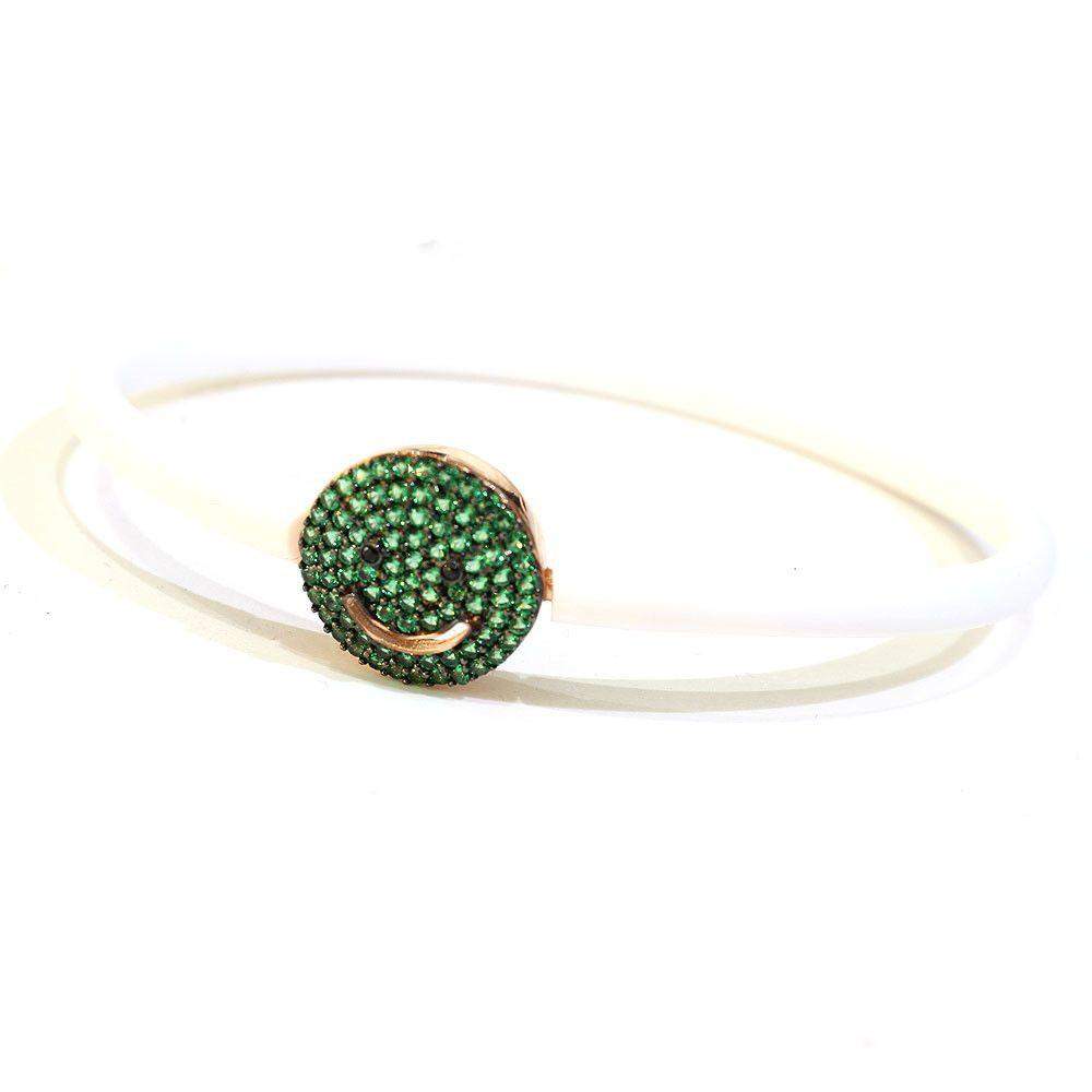 Figaro Emoji Green And White Bangle-Ogham Jewellery