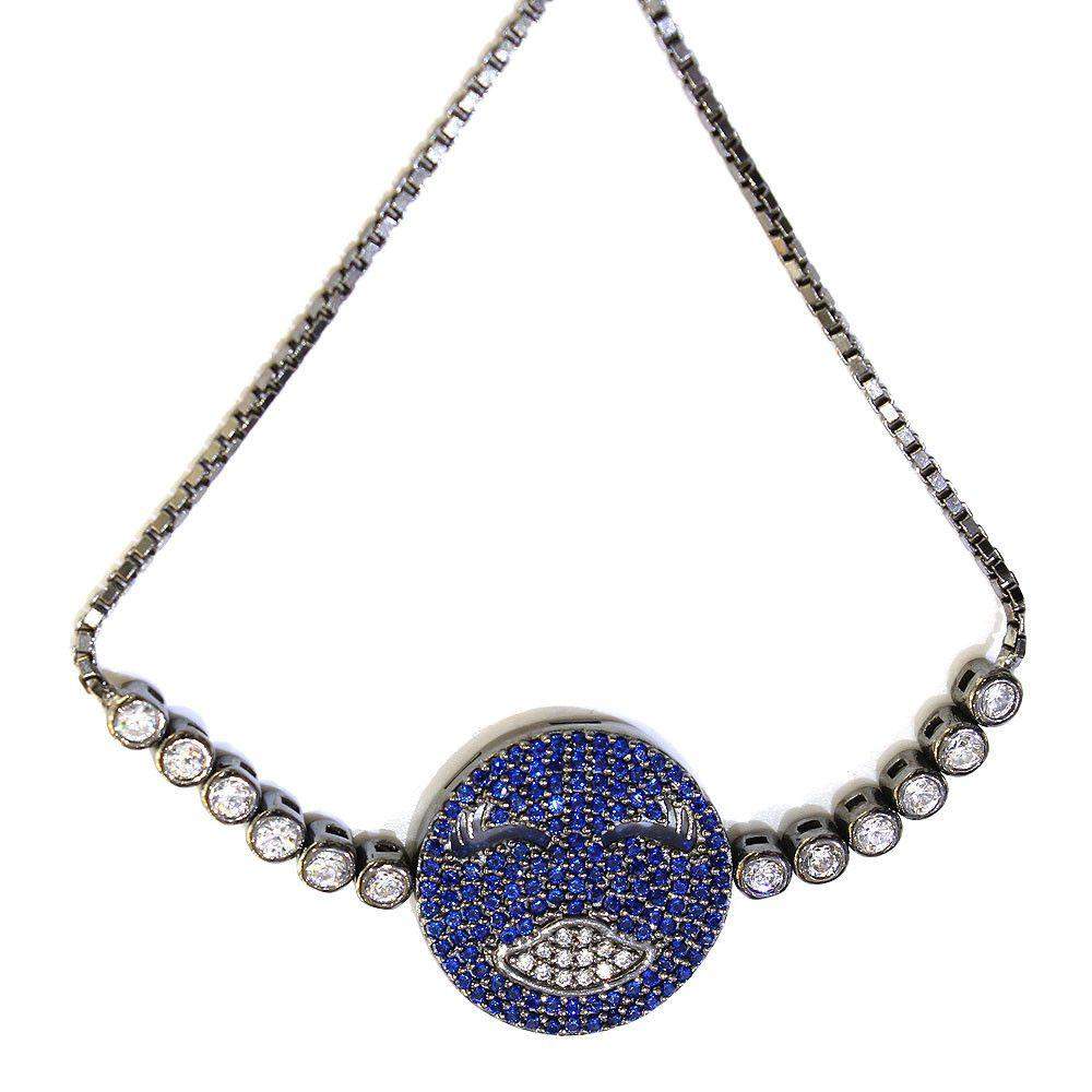 Figaro Emoji Silver Lips Bracelet-Ogham Jewellery