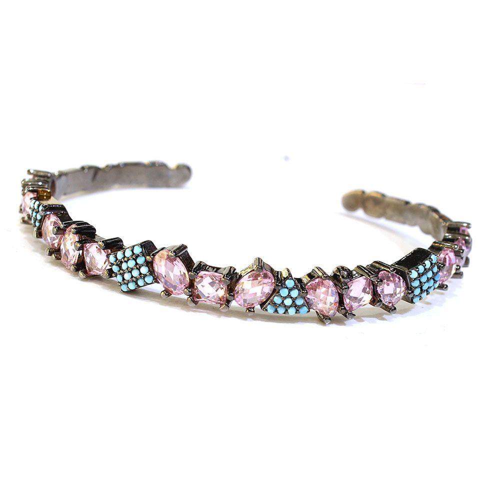 Figaro Pink And Blue Silver Bangle-Ogham Jewellery