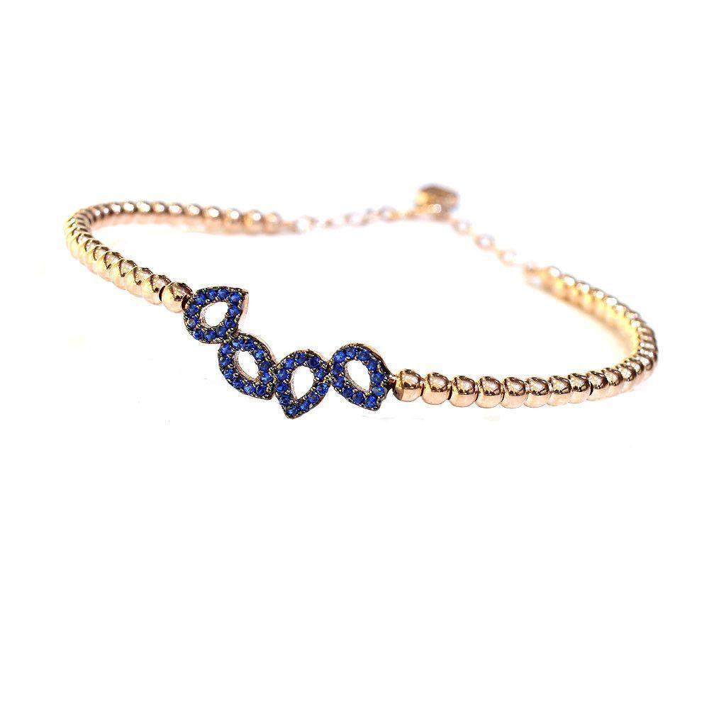 Figaro Royal Blue Crystals Beaded Bangle-Ogham Jewellery