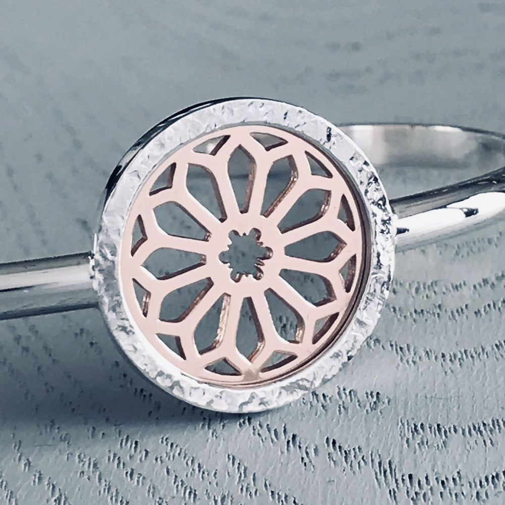 Rose Window Cuff Bangle Silver and Rose Gold - 41MBAR
