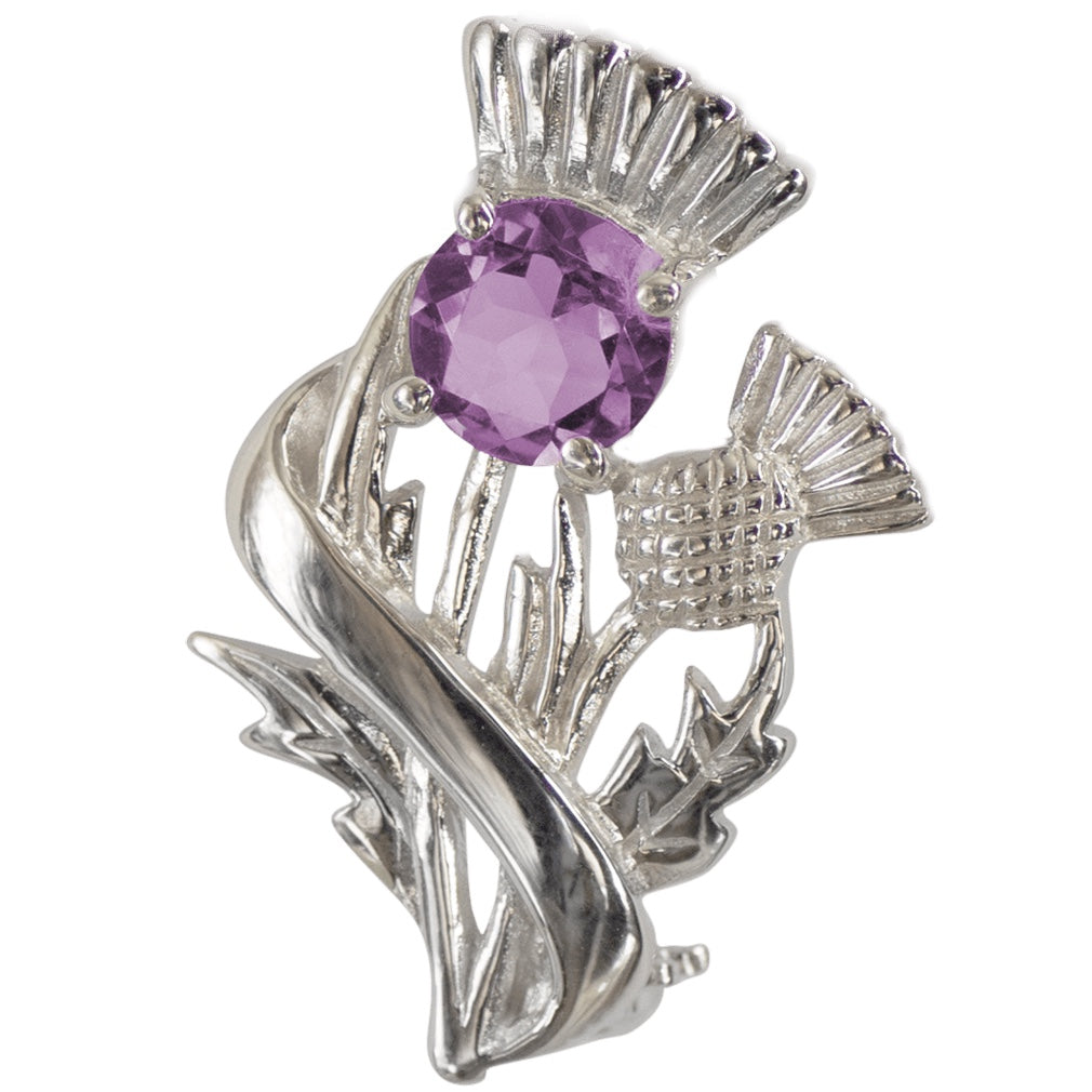 Sterling SilverThistle Brooch - Amethyst - Cairn