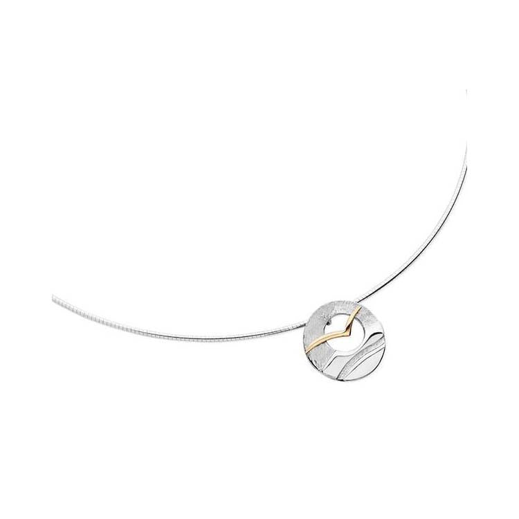 Glide Sterling Silver or Silver with 9ct Yellow Gold Necklet- 15119