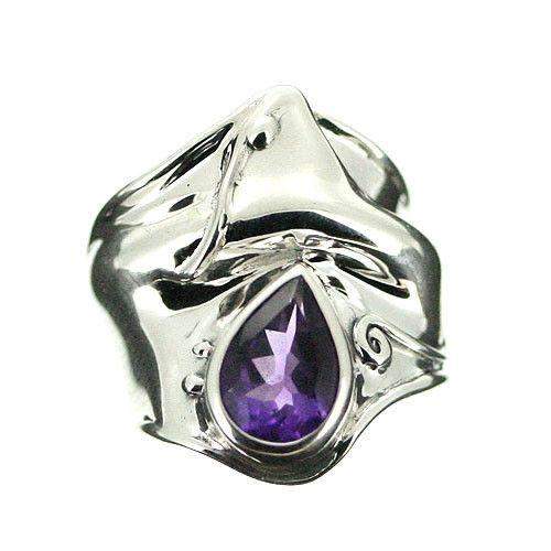 Hagit Gorali Sterling Silver And Amethyst Ring-D162-Ogham Jewellery