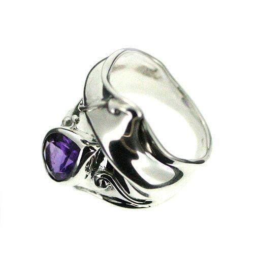 Hagit Gorali Sterling Silver And Amethyst Ring-D162-Ogham Jewellery