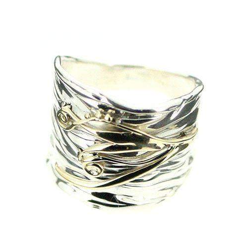 Hagit Gorali Sterling Silver And Gold Ring-E351-Ogham Jewellery