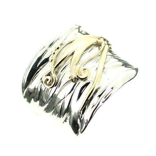 Hagit Gorali Sterling Silver And Gold Ring-E351-Ogham Jewellery