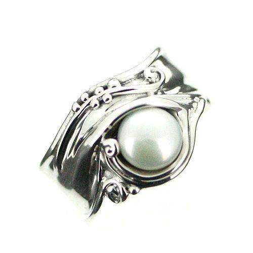 Hagit Gorali Sterling Silver And Pearl Ring-D370-Ogham Jewellery