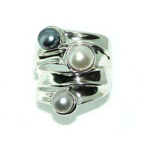 Hagit Gorali Sterling Silver And Pearl Ring-E363-Ogham Jewellery