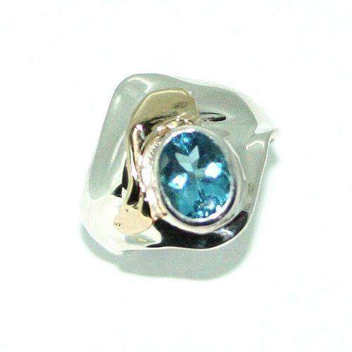 Hagit Gorali Sterling Silver Gold &amp;Topaz Ring-HRC154-Ogham Jewellery