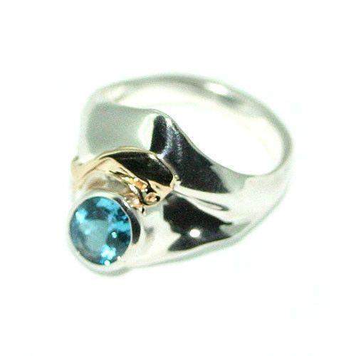 Sterling Silver Blue Topaz Ring, Organic Ring, Concave Ring Band, Eco |  Theresa Pytell | Jewelry Design