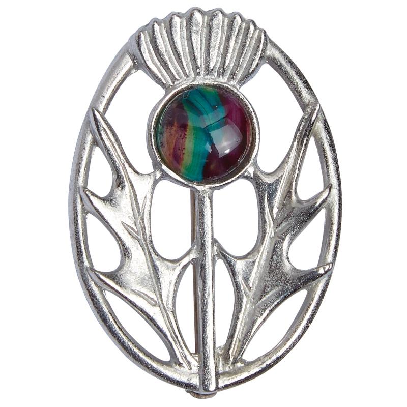 Heather Modern Thistle Brooch - HB56-Ogham Jewellery