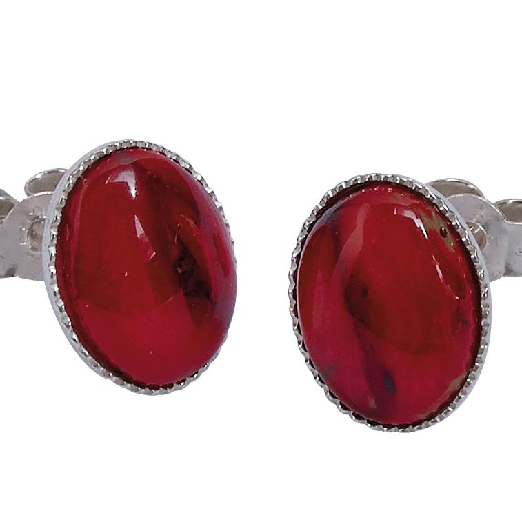Heather Oval Stud Silver Earrings - SE18-Ogham Jewellery