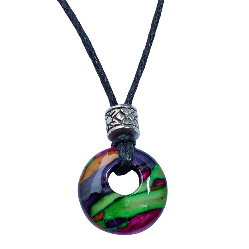 Heather Round Heather Thong Pendant - HP37-Ogham Jewellery