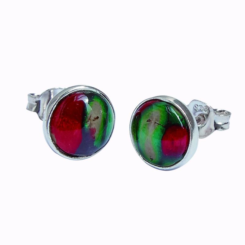 Heather Round Silver Stud Earrings - SE9-Ogham Jewellery