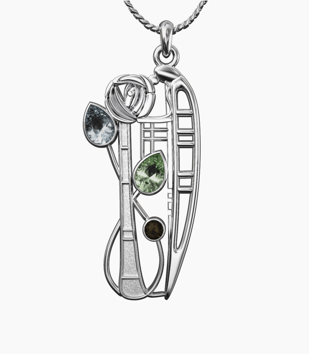 Sterling Silver And Gemstone Mackintosh Pendant P375
