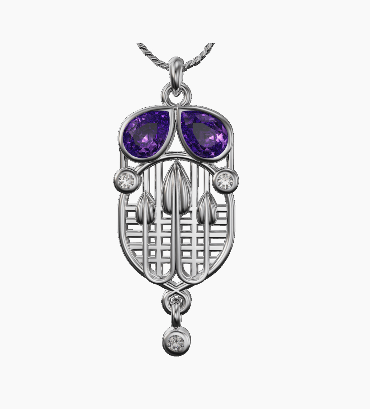 Sterling Silver And Gemstone Mackintosh Pendant - P226C