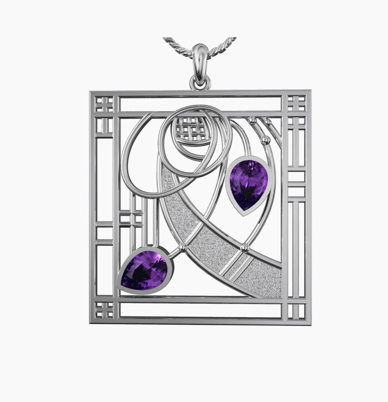 Sterling Silver And Gemstone Mackintosh Pendant - P396M
