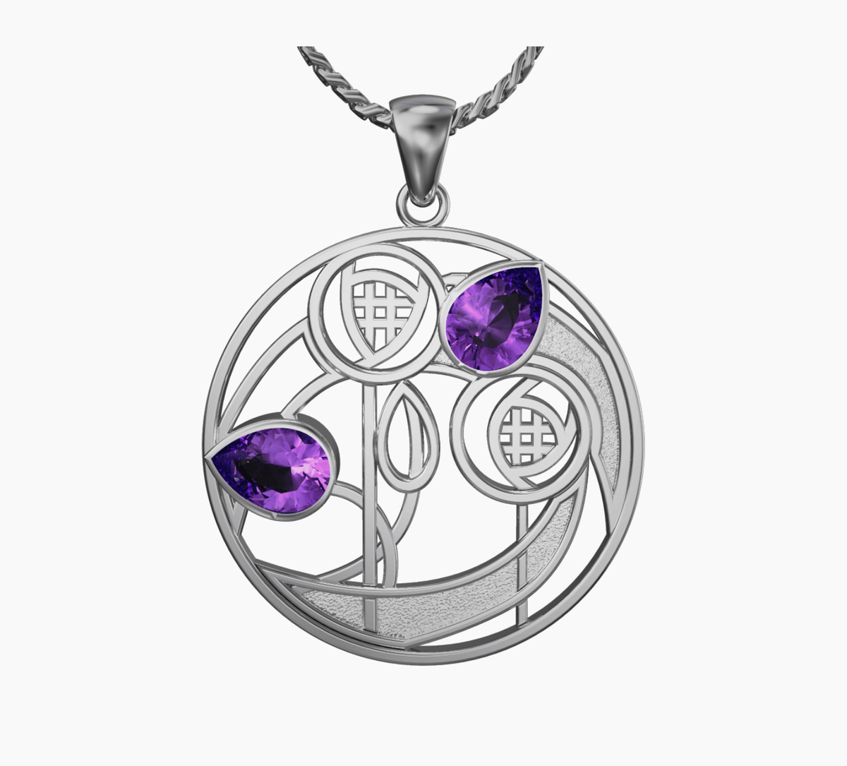 Sterling Silver And Gemstone Mackintosh Pendant - P420M