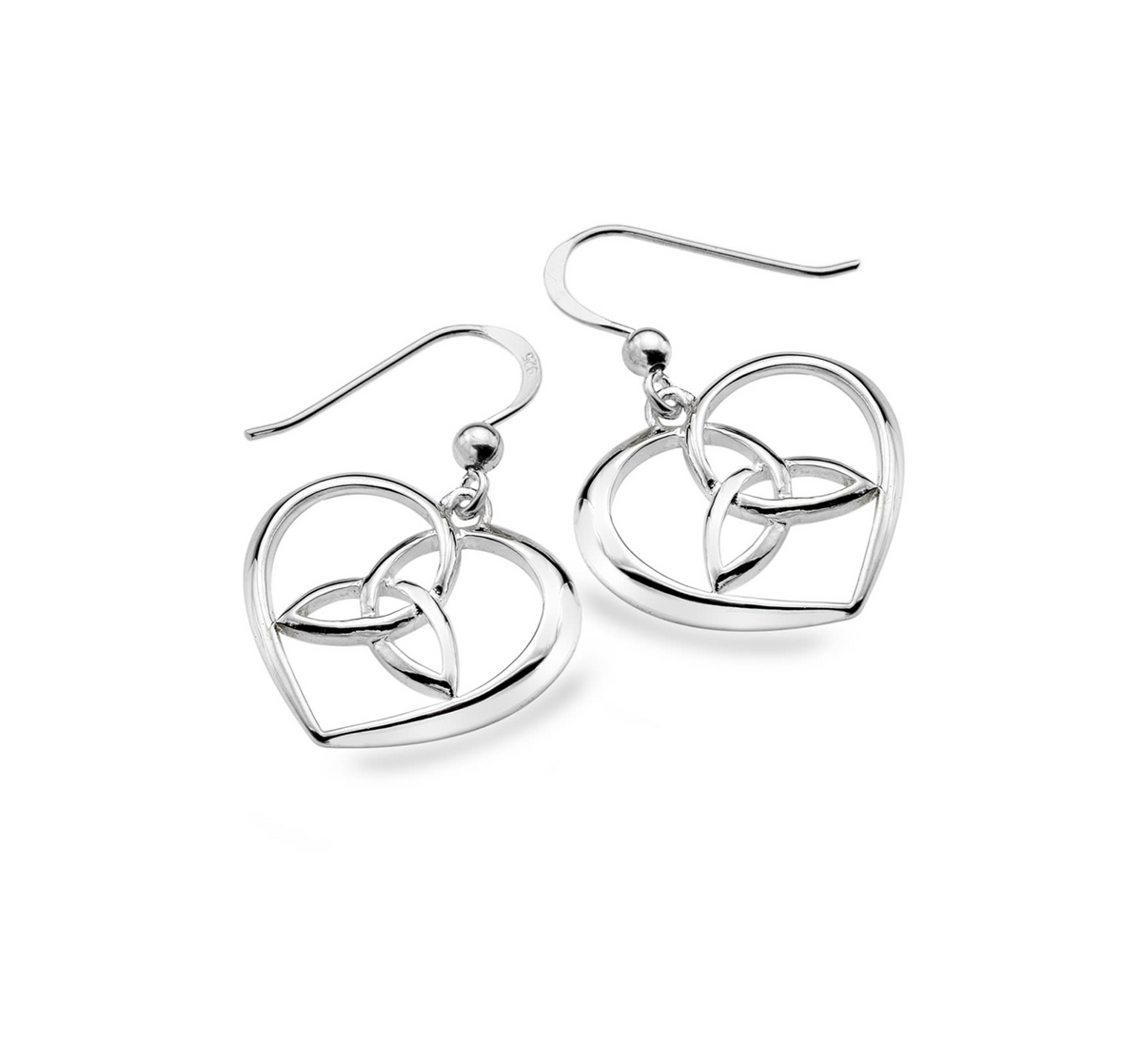 Sea Gems Sterling Silver Celtic Heart Drop Earrings  - 9158