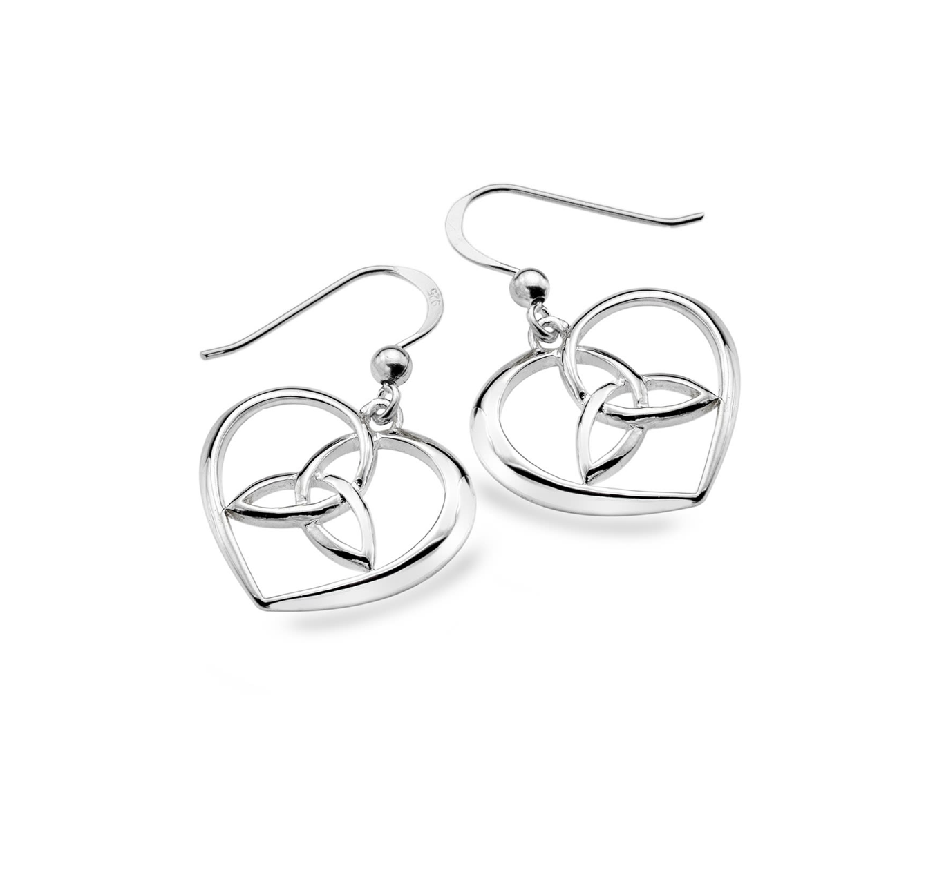 Sea Gems Sterling Silver Celtic Heart Drop Earrings  - 9158