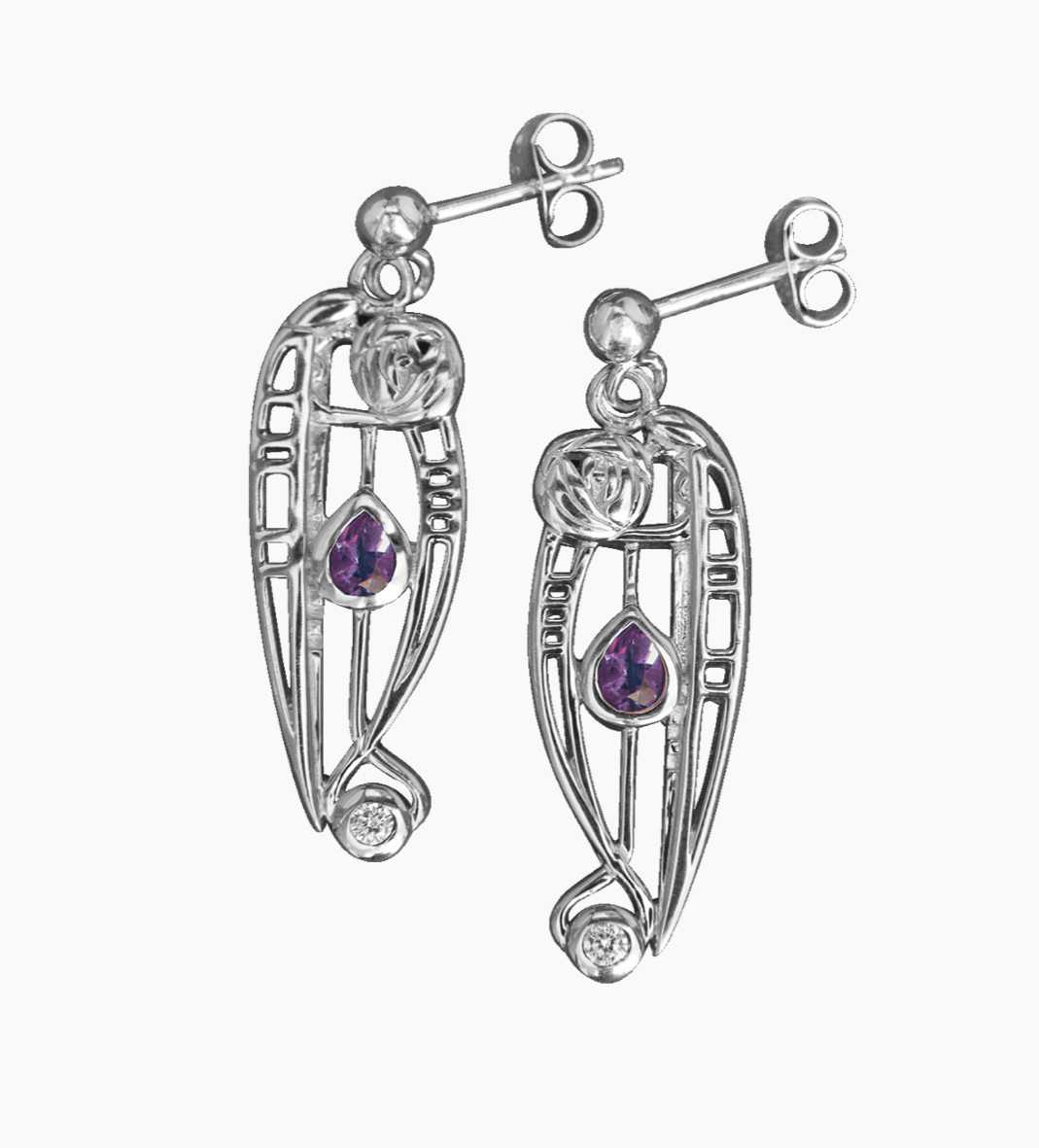Sterling Silver And Gemstone Mackintosh Earrings - 321